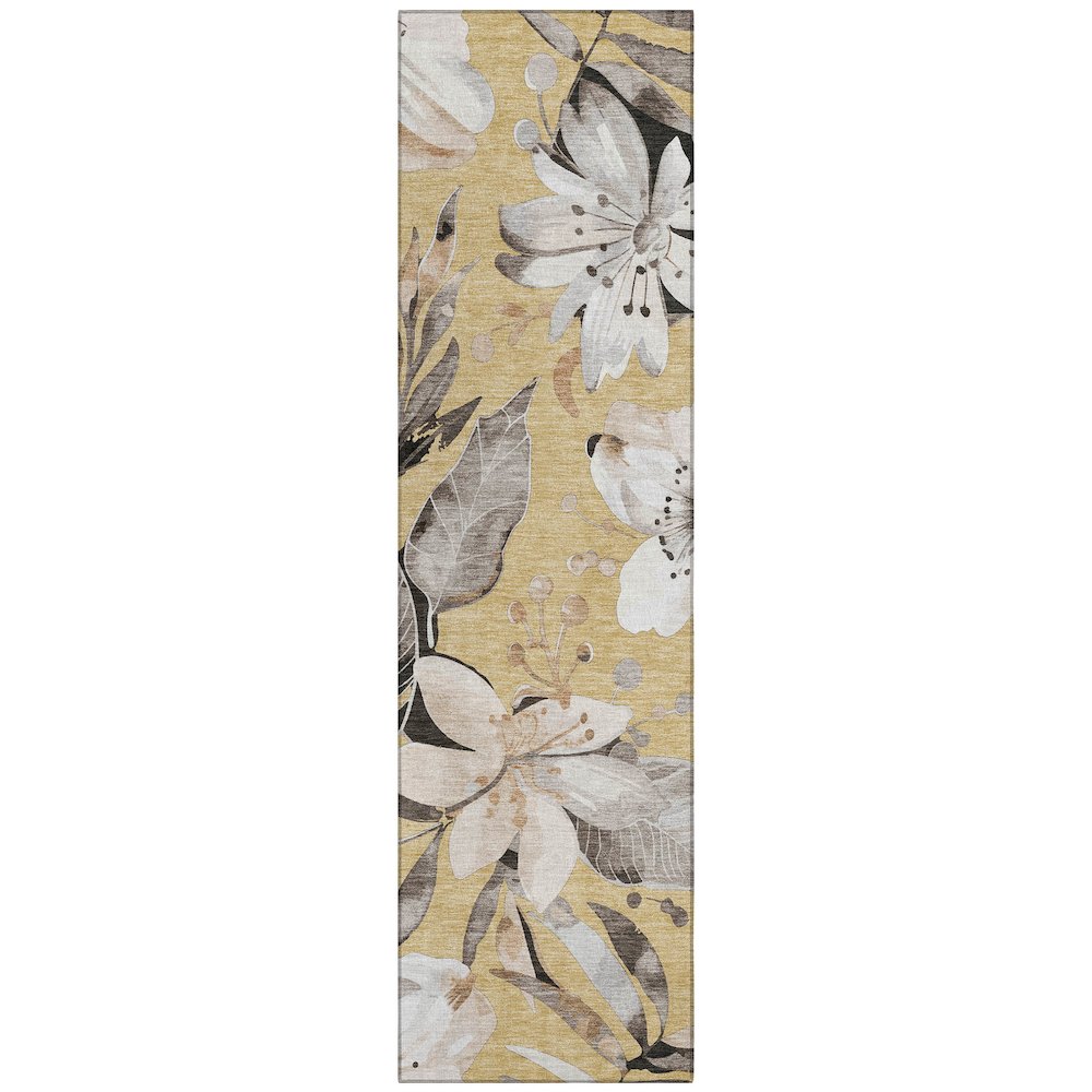 Machine Washable Indoor/Outdoor Chantille ACN2260 Gold 2'3" x 7'6" Runner Rug. Picture 1
