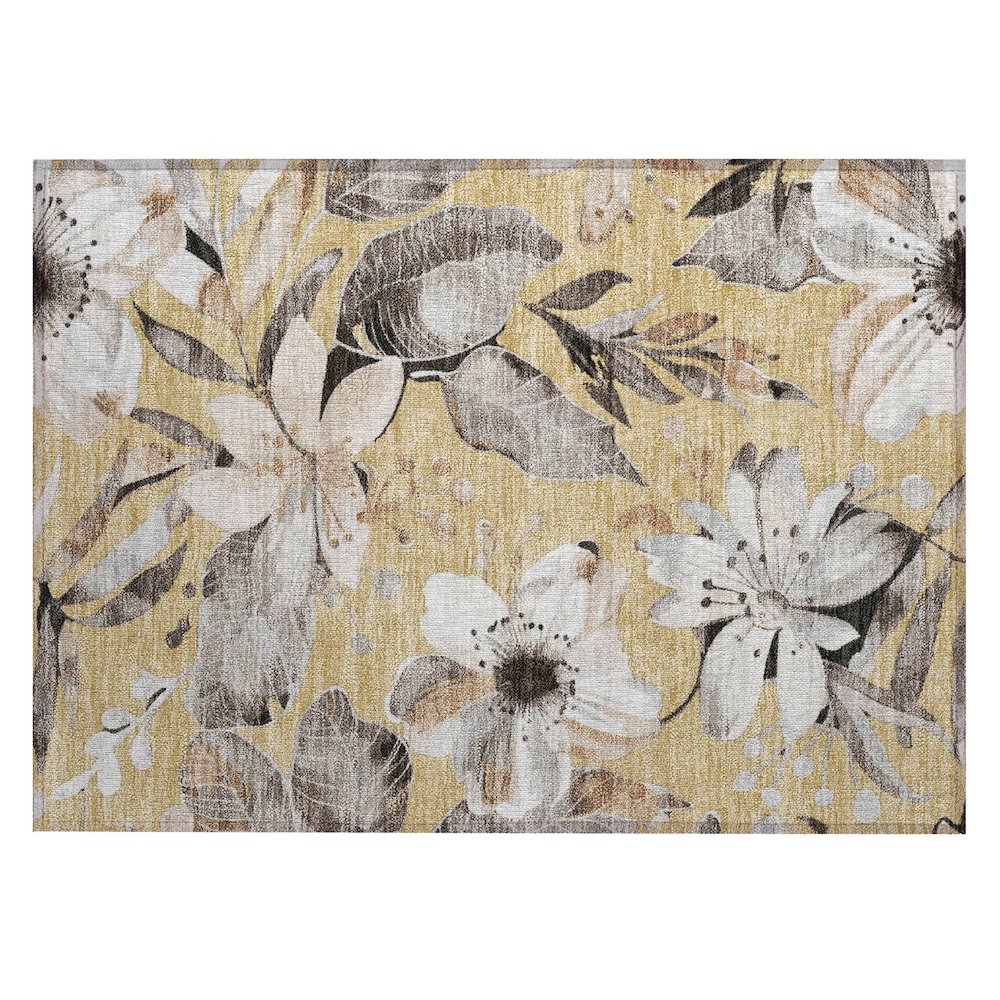 Machine Washable Indoor/Outdoor Chantille ACN2260 Gold 1'8" x 2'6" Rug. Picture 1
