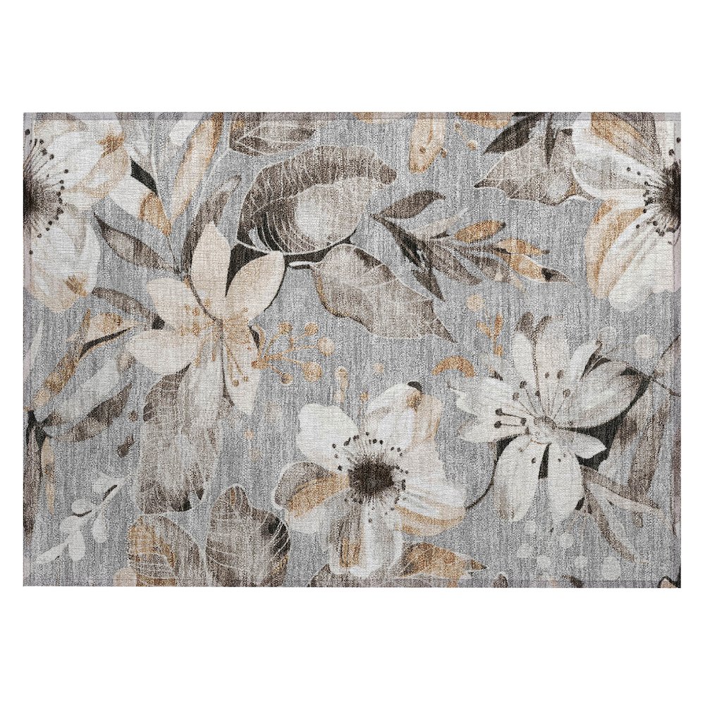 Machine Washable Indoor/Outdoor Chantille ACN2260 Gray 1'8" x 2'6" Rug. Picture 1