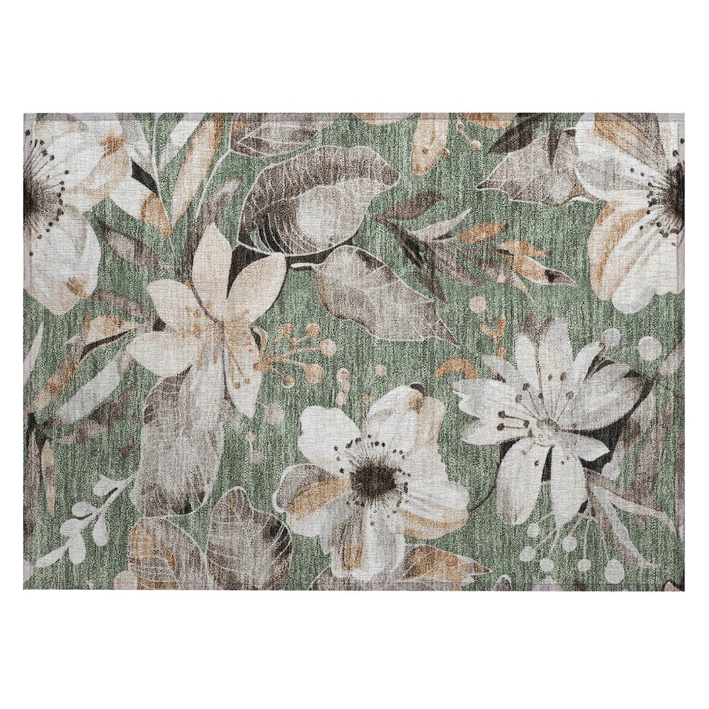 Machine Washable Indoor/Outdoor Chantille ACN2260 Green 1'8" x 2'6" Rug. Picture 1