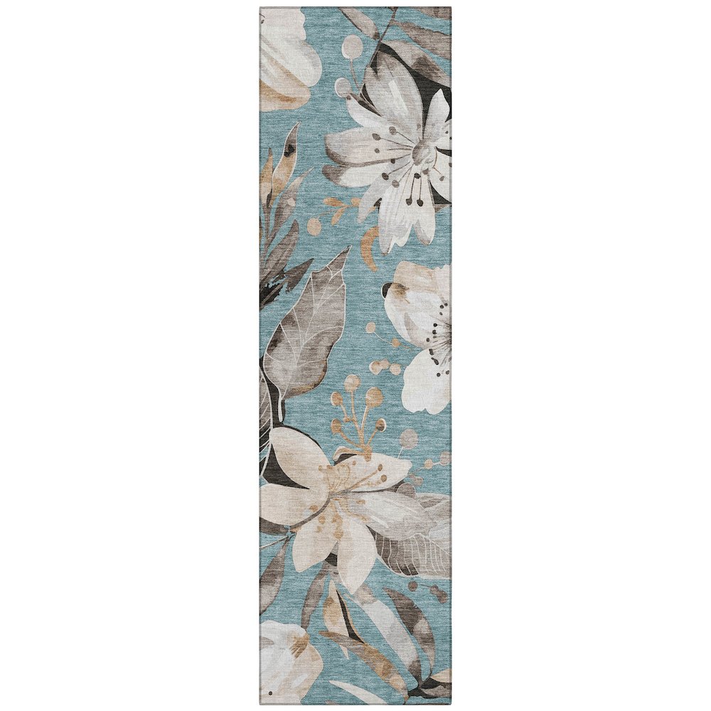 Machine Washable Indoor/Outdoor Chantille ACN2260 Teal 2'3" x 7'6" Runner Rug. Picture 1