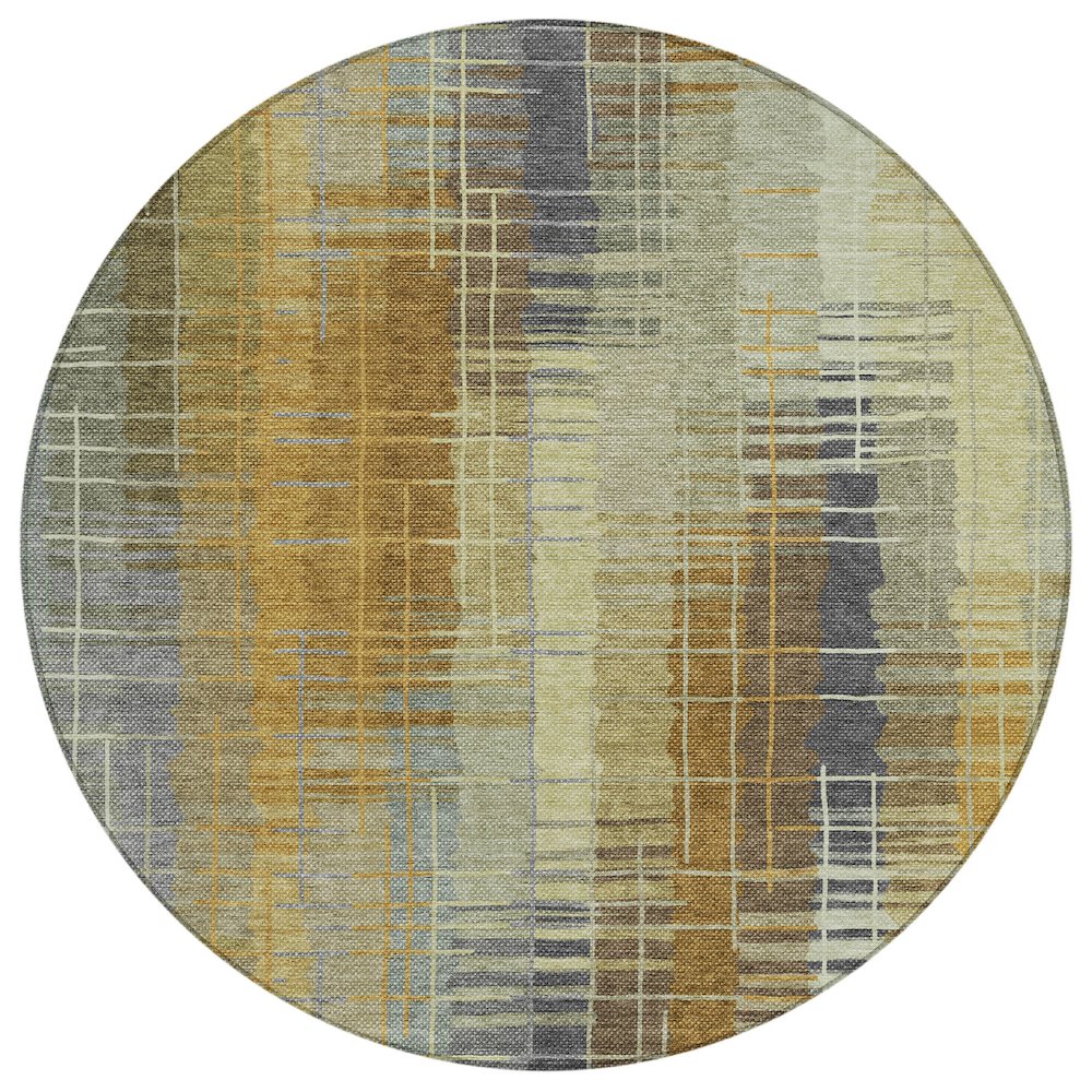 Machine Washable Indoor/Outdoor Chantille ACN2261 Green 8' x 8' Round Rug. Picture 1