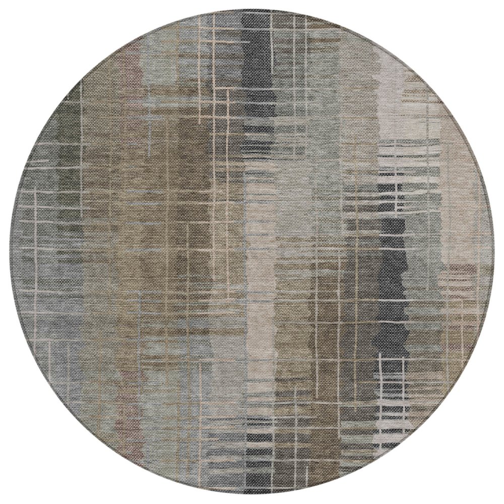 Machine Washable Indoor/Outdoor Chantille ACN2261 Brown 8' x 8' Round Rug. Picture 1