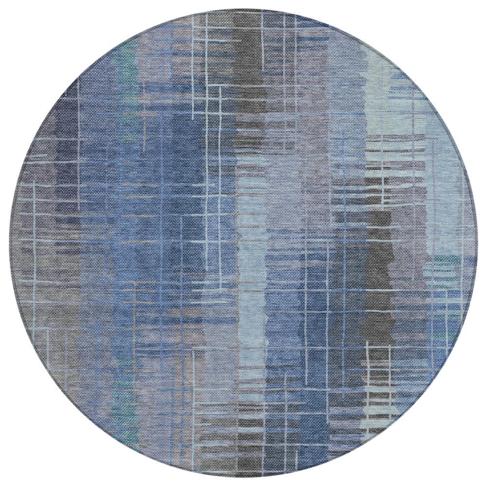 Machine Washable Indoor/Outdoor Chantille ACN2261 Blue 8' x 8' Round Rug. Picture 1