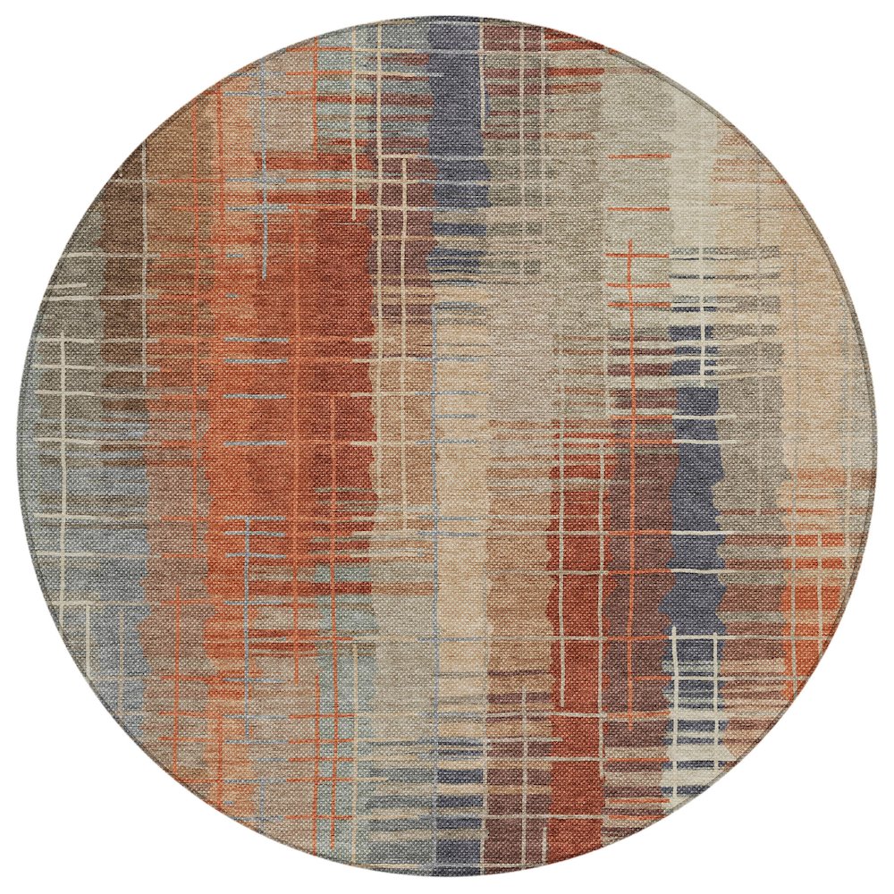 Machine Washable Indoor/Outdoor Chantille ACN2261 Brown 8' x 8' Round Rug. Picture 1