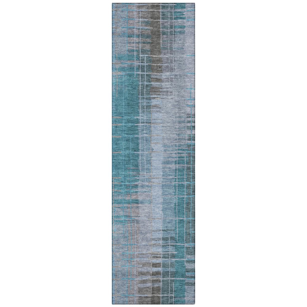 Machine Washable Indoor/Outdoor Chantille ACN2261 Teal 2'3" x 7'6" Runner Rug. Picture 1