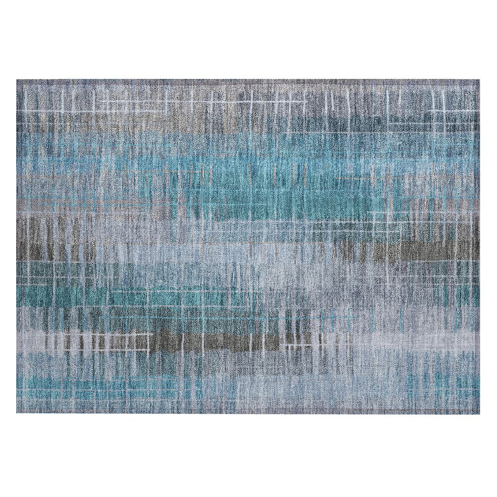 Machine Washable Indoor/Outdoor Chantille ACN2261 Teal 1'8" x 2'6" Rug. Picture 1