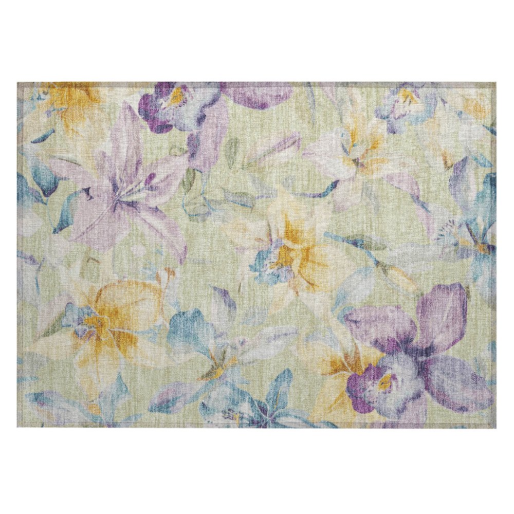 Machine Washable Indoor/Outdoor Chantille ACN2262 Green 1'8" x 2'6" Rug. Picture 1