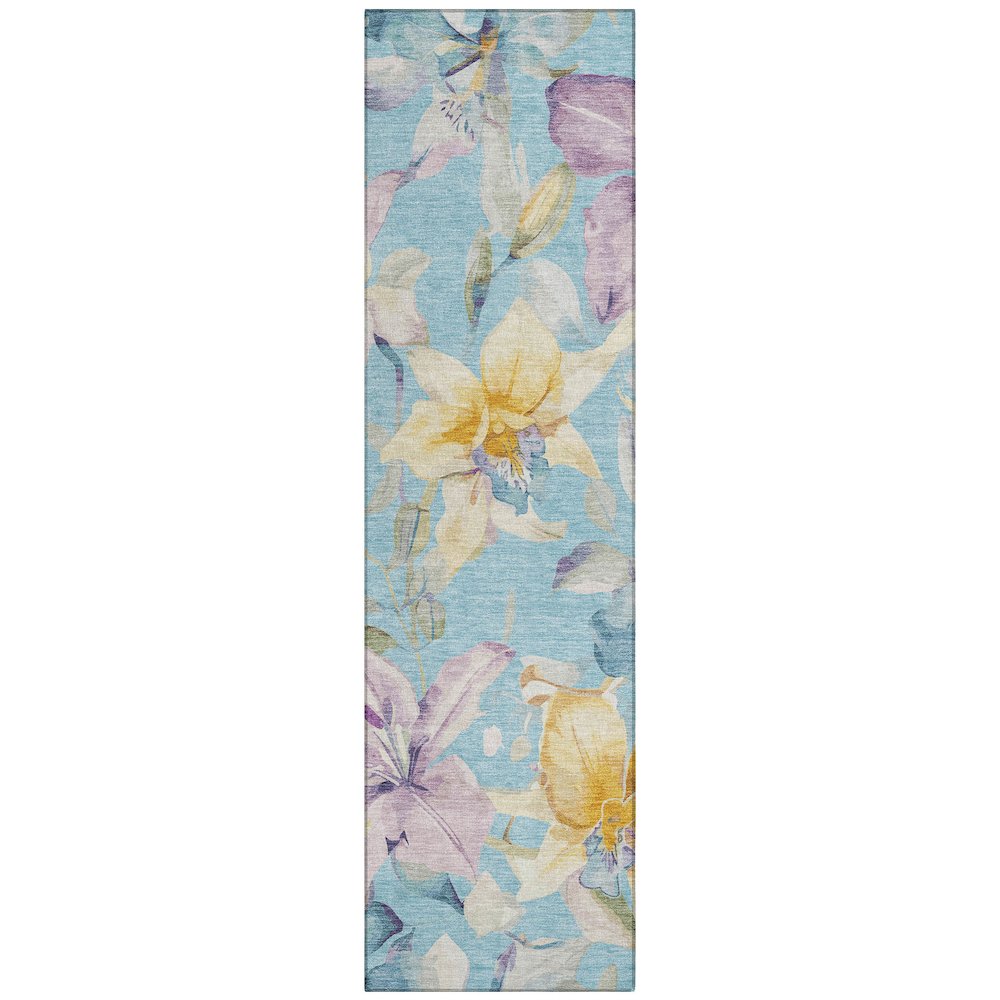 Machine Washable Indoor/Outdoor Chantille ACN2262 Teal 2'3" x 7'6" Runner Rug. Picture 1