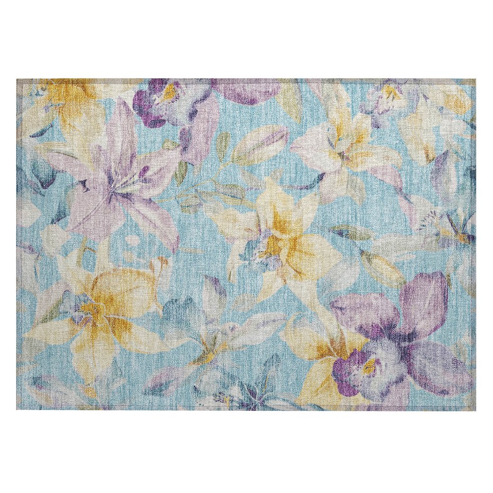 Machine Washable Indoor/Outdoor Chantille ACN2262 Teal 1'8" x 2'6" Rug. Picture 1