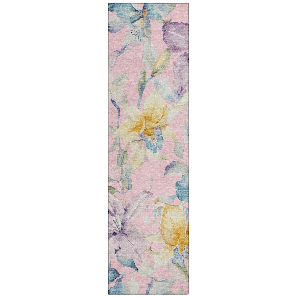 Machine Washable Indoor/Outdoor Chantille ACN2262 Pink 2'3" x 7'6" Runner Rug. Picture 1