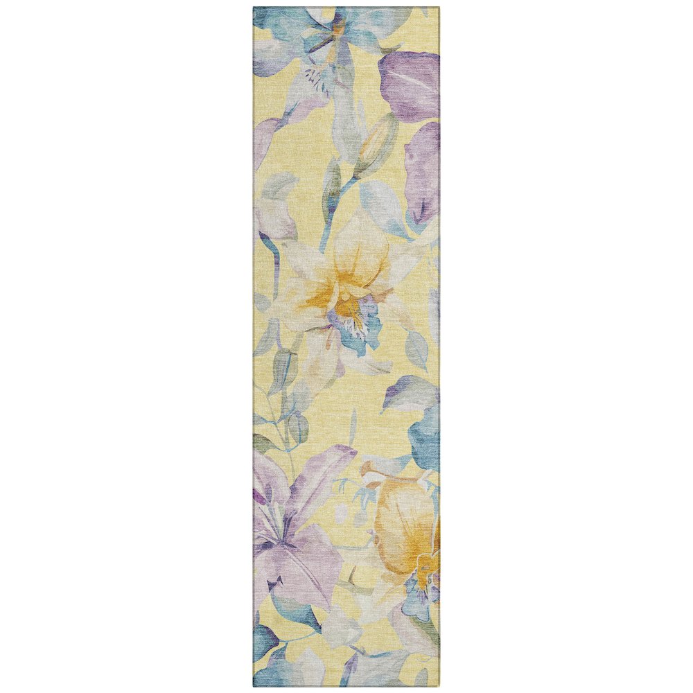 Machine Washable Indoor/Outdoor Chantille ACN2262 Gold 2'3" x 7'6" Runner Rug. Picture 1