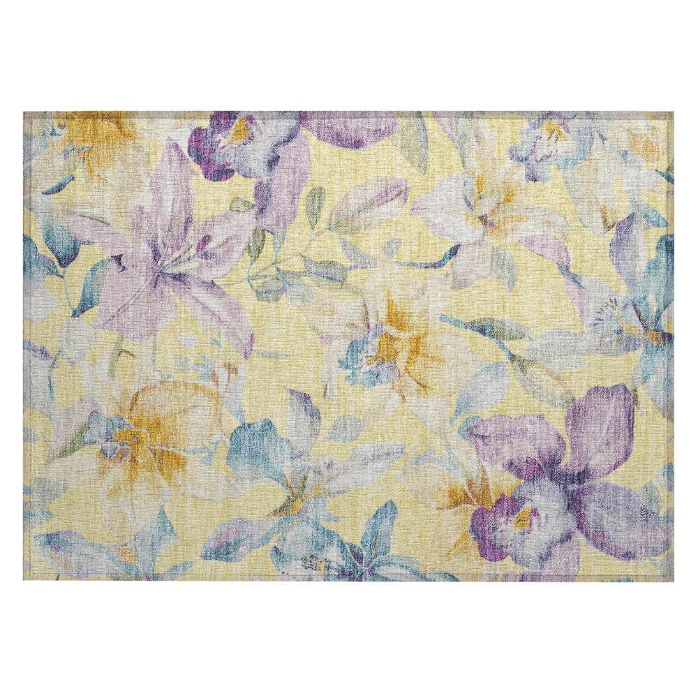 Machine Washable Indoor/Outdoor Chantille ACN2262 Gold 1'8" x 2'6" Rug. Picture 1