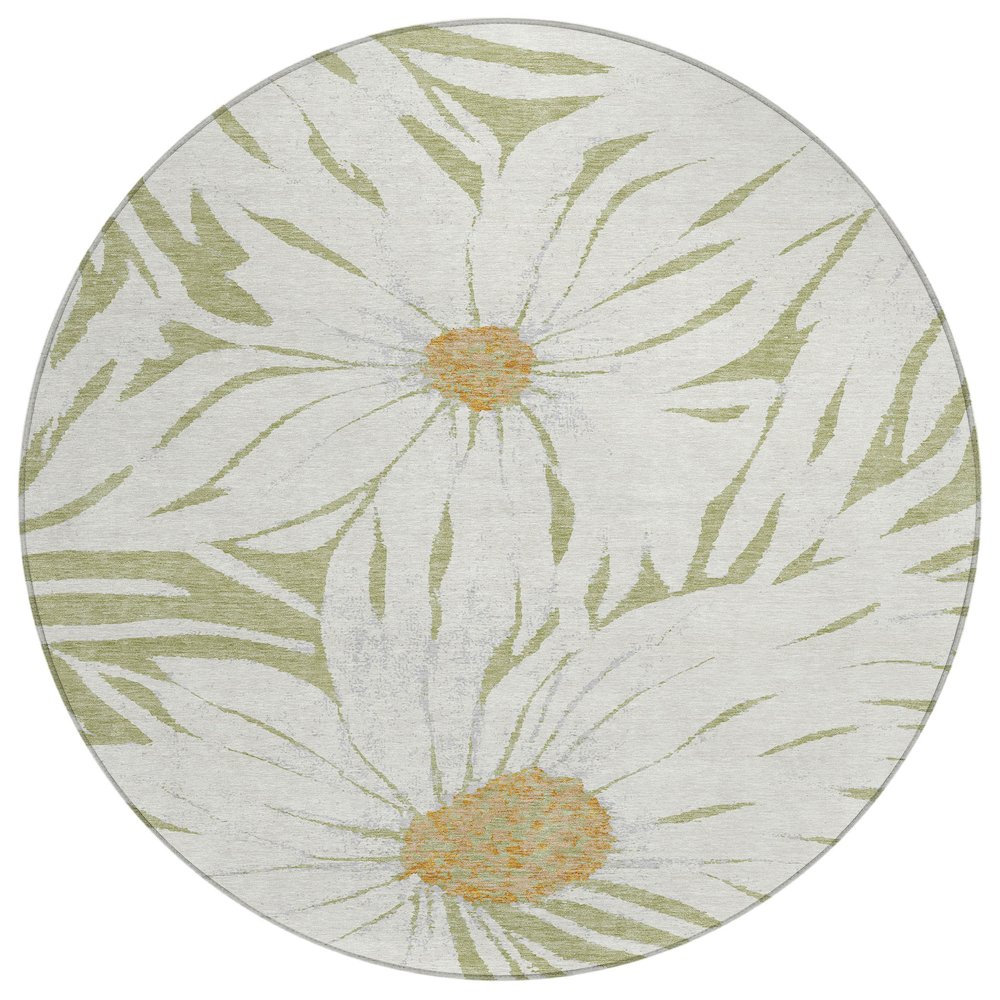 Machine Washable Indoor/Outdoor Chantille ACN2263 Green 8' x 8' Round Rug. Picture 1