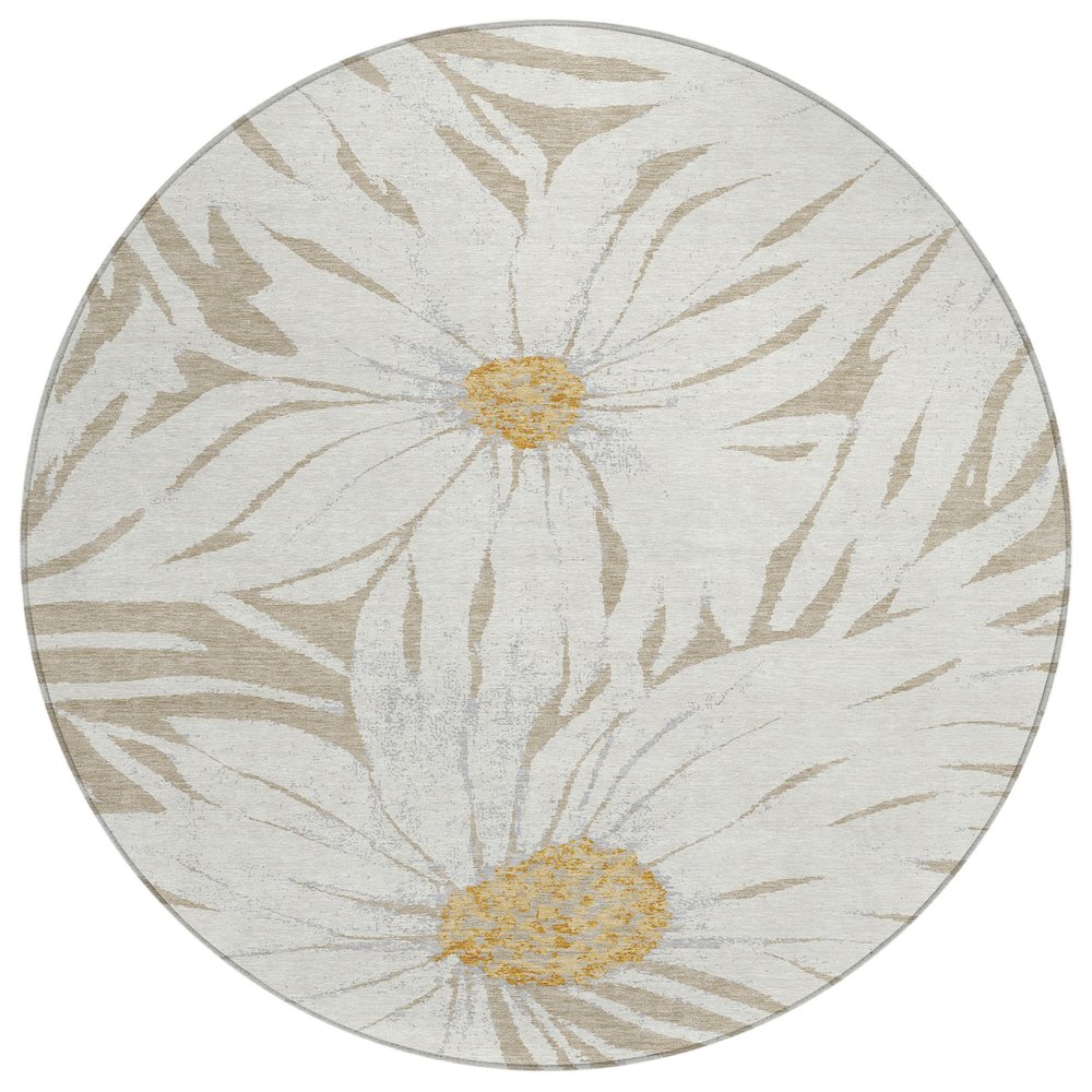 Machine Washable Indoor/Outdoor Chantille ACN2263 Brown 8' x 8' Round Rug. Picture 1