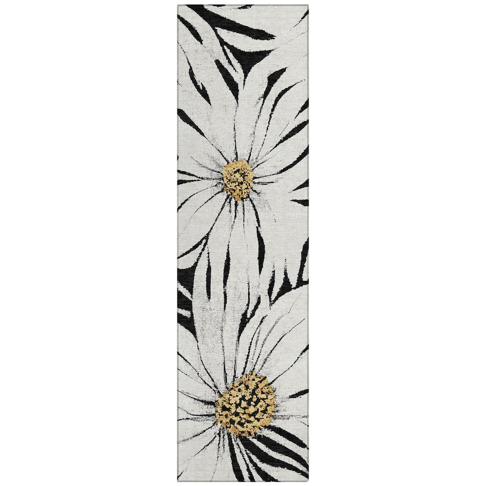 Machine Washable Indoor/Outdoor Chantille ACN2263 Black 2'3" x 7'6" Runner Rug. Picture 1