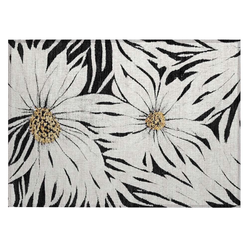 Machine Washable Indoor/Outdoor Chantille ACN2263 Black 1'8" x 2'6" Rug. Picture 1