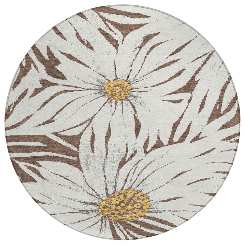 Machine Washable Indoor/Outdoor Chantille ACN2263 Brown 8' x 8' Round Rug. Picture 1