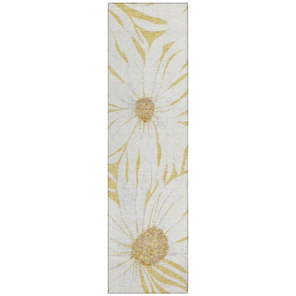 Machine Washable Indoor/Outdoor Chantille ACN2263 Gold 2'3" x 7'6" Runner Rug. Picture 1
