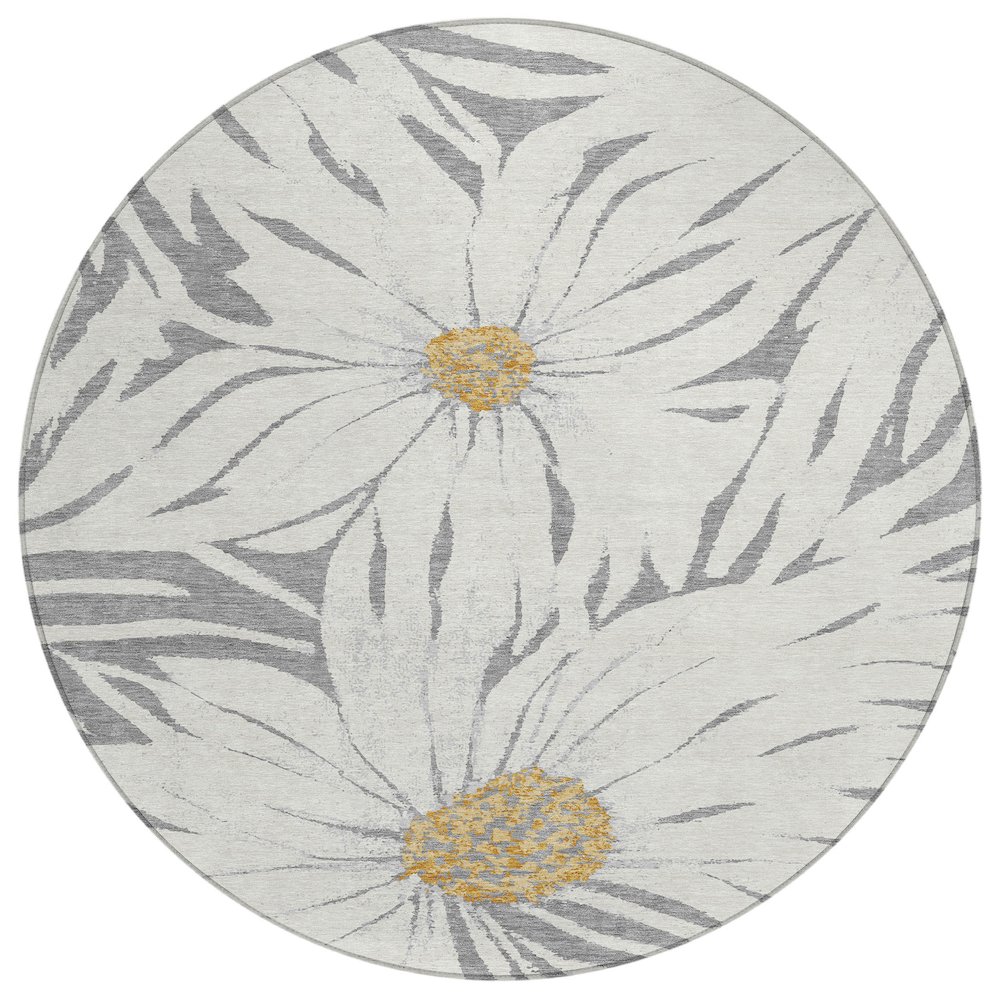 Machine Washable Indoor/Outdoor Chantille ACN2263 Gray 8' x 8' Round Rug. Picture 1
