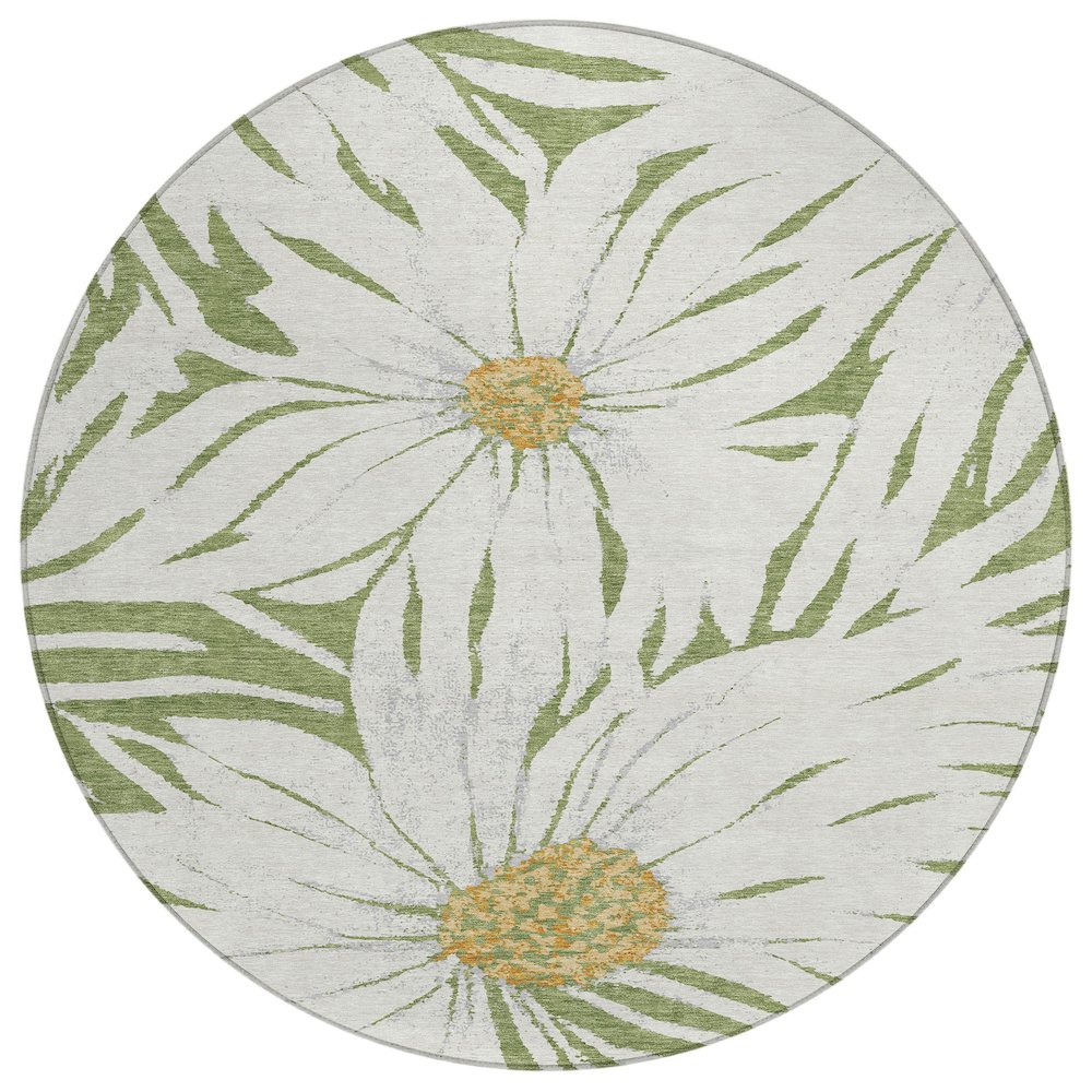 Machine Washable Indoor/Outdoor Chantille ACN2263 Green 8' x 8' Round Rug. Picture 1