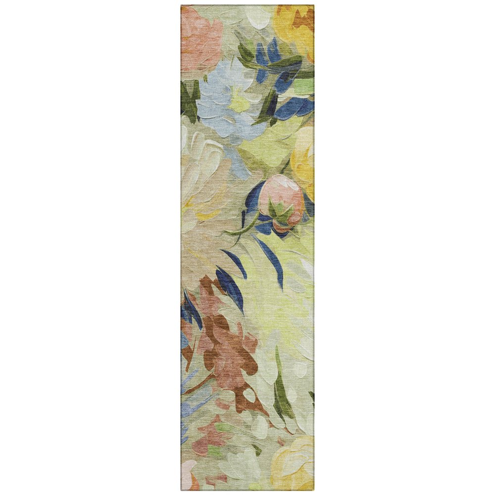 Machine Washable Indoor/Outdoor Chantille ACN2264 Green 2'3" x 7'6" Runner Rug. Picture 1