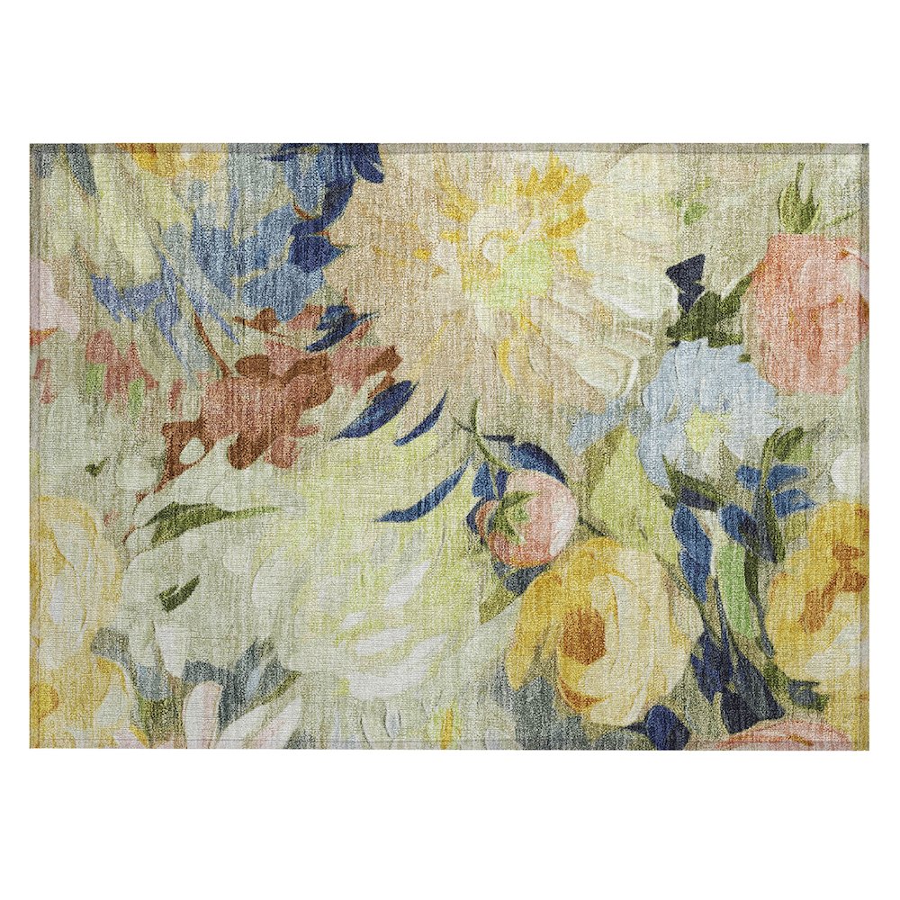 Machine Washable Indoor/Outdoor Chantille ACN2264 Green 1'8" x 2'6" Rug. Picture 1
