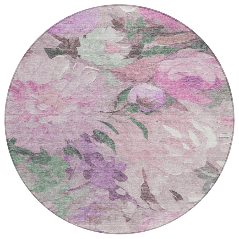 Machine Washable Indoor/Outdoor Chantille ACN2264 Pink 8' x 8' Round Rug. Picture 1