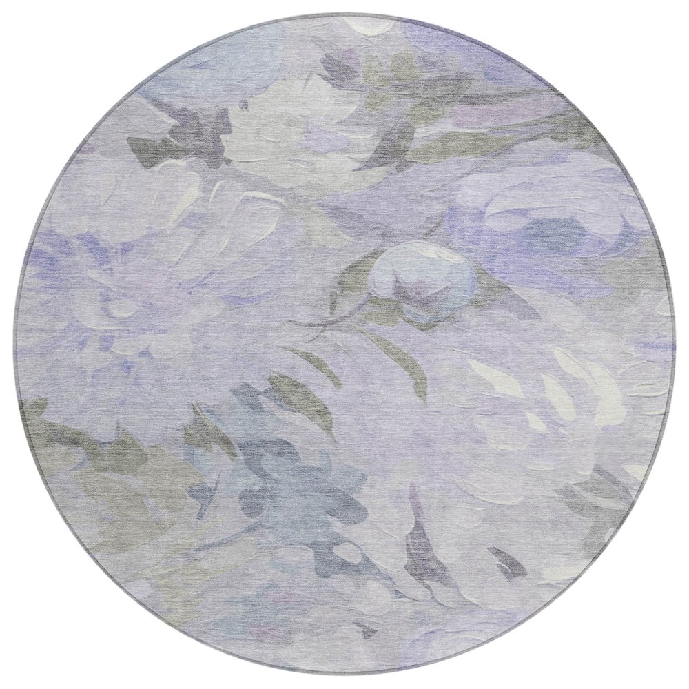 Machine Washable Indoor/Outdoor Chantille ACN2264 Purple 8' x 8' Round Rug. Picture 1