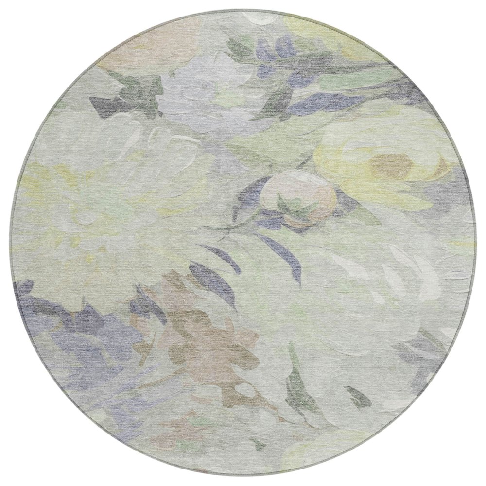Machine Washable Indoor/Outdoor Chantille ACN2264 Green 8' x 8' Round Rug. Picture 1