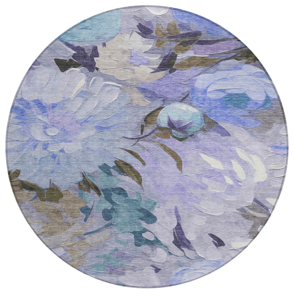 Machine Washable Indoor/Outdoor Chantille ACN2264 Purple 8' x 8' Round Rug. Picture 1