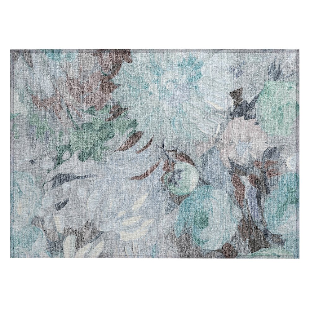 Machine Washable Indoor/Outdoor Chantille ACN2264 Teal 1'8" x 2'6" Rug. Picture 1