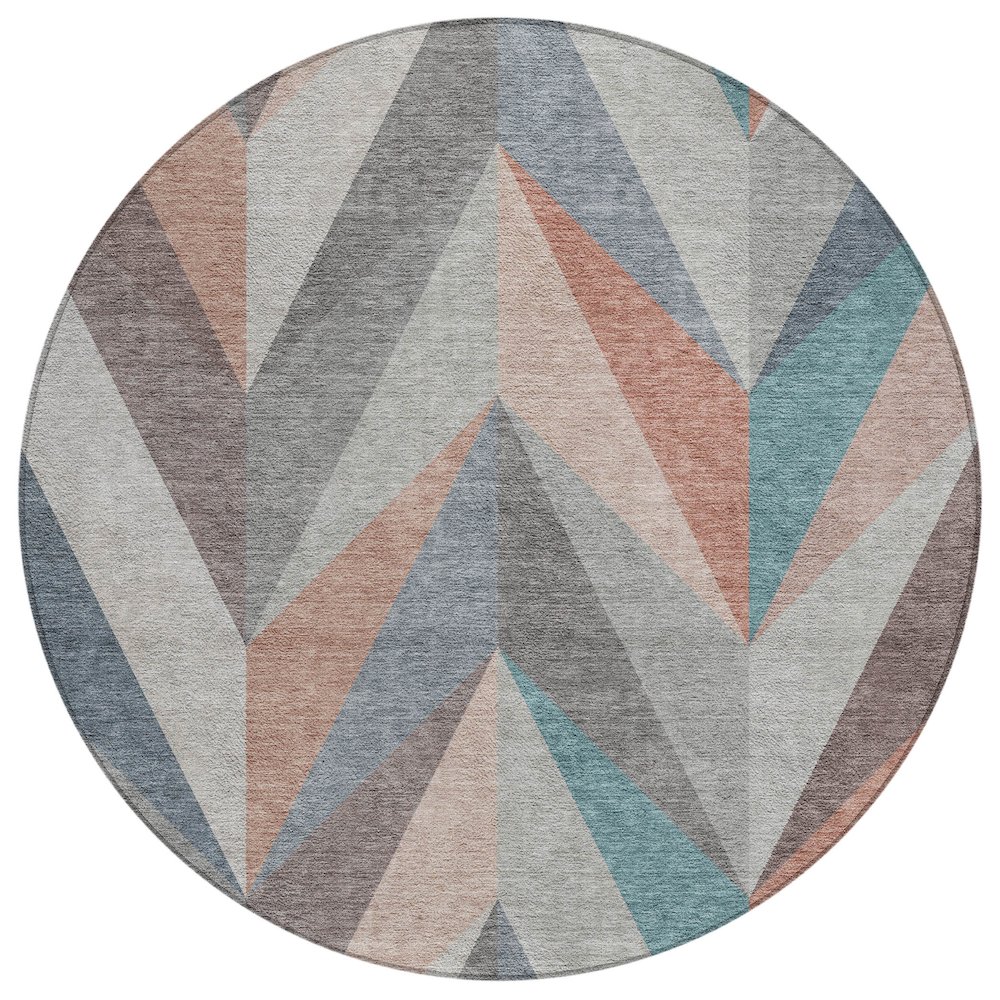 Machine Washable Indoor/Outdoor Chantille ACN2265 Orange 8' x 8' Round Rug. Picture 1