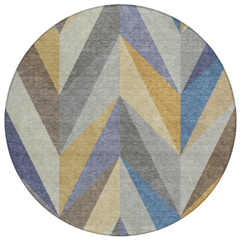 Machine Washable Indoor/Outdoor Chantille ACN2265 Gold 8' x 8' Round Rug. Picture 1