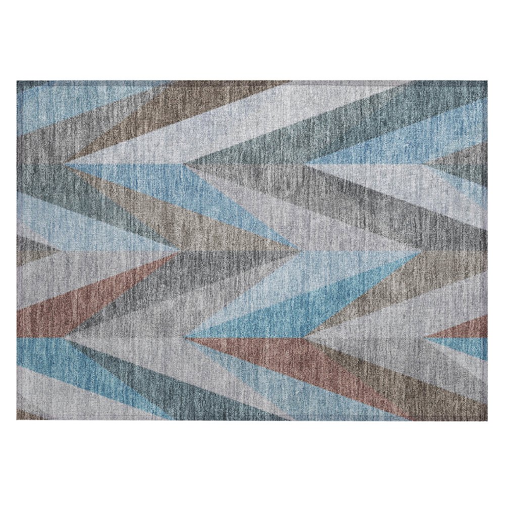 Machine Washable Indoor/Outdoor Chantille ACN2265 Teal 1'8" x 2'6" Rug. Picture 1