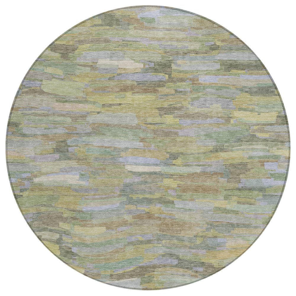 Machine Washable Indoor/Outdoor Chantille ACN2266 Green 8' x 8' Round Rug. Picture 1