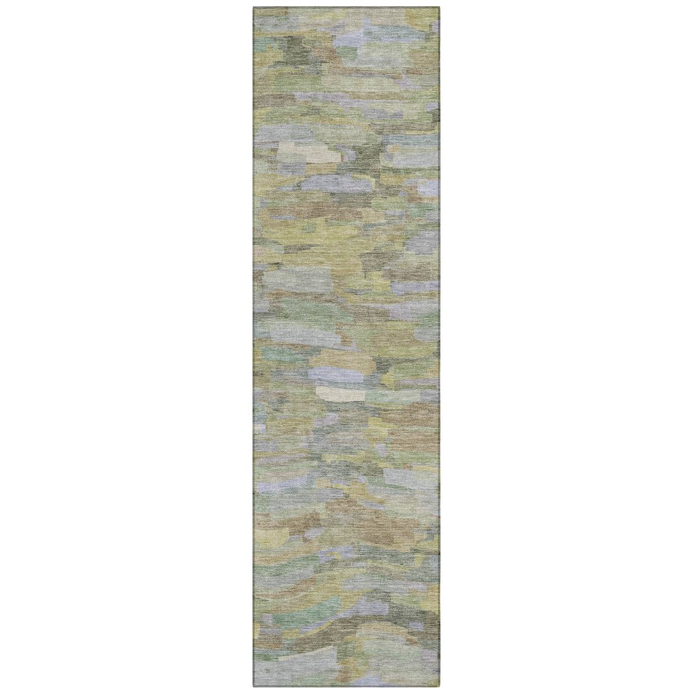 Machine Washable Indoor/Outdoor Chantille ACN2266 Green 2'3" x 7'6" Runner Rug. Picture 1