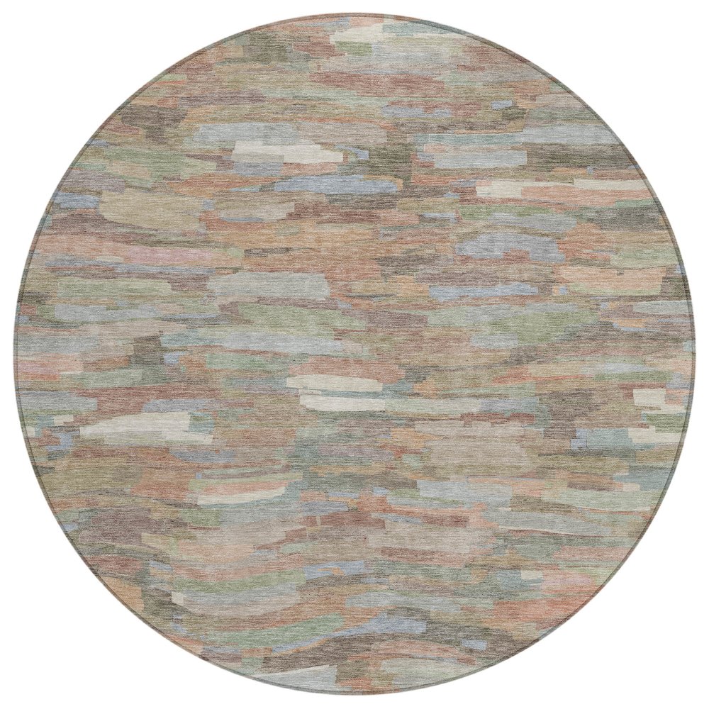Machine Washable Indoor/Outdoor Chantille ACN2266 Orange 8' x 8' Round Rug. Picture 1
