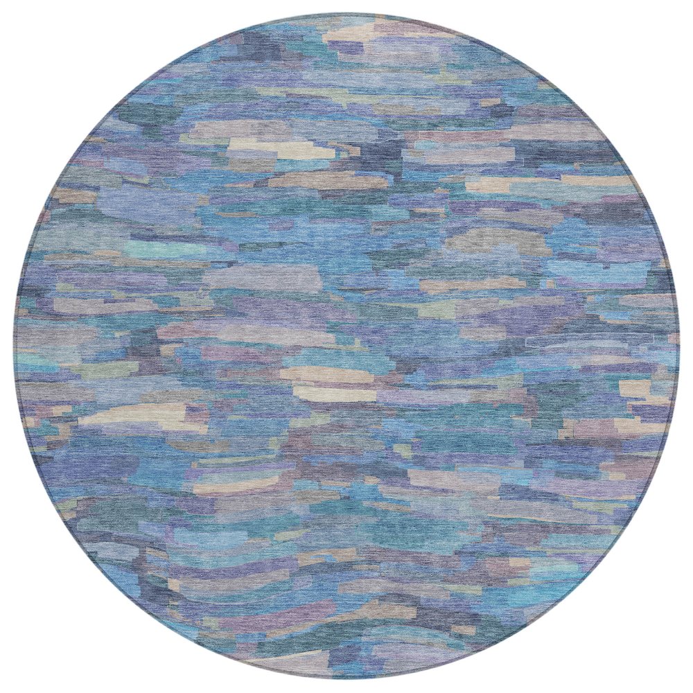 Machine Washable Indoor/Outdoor Chantille ACN2266 Blue 8' x 8' Round Rug. Picture 1