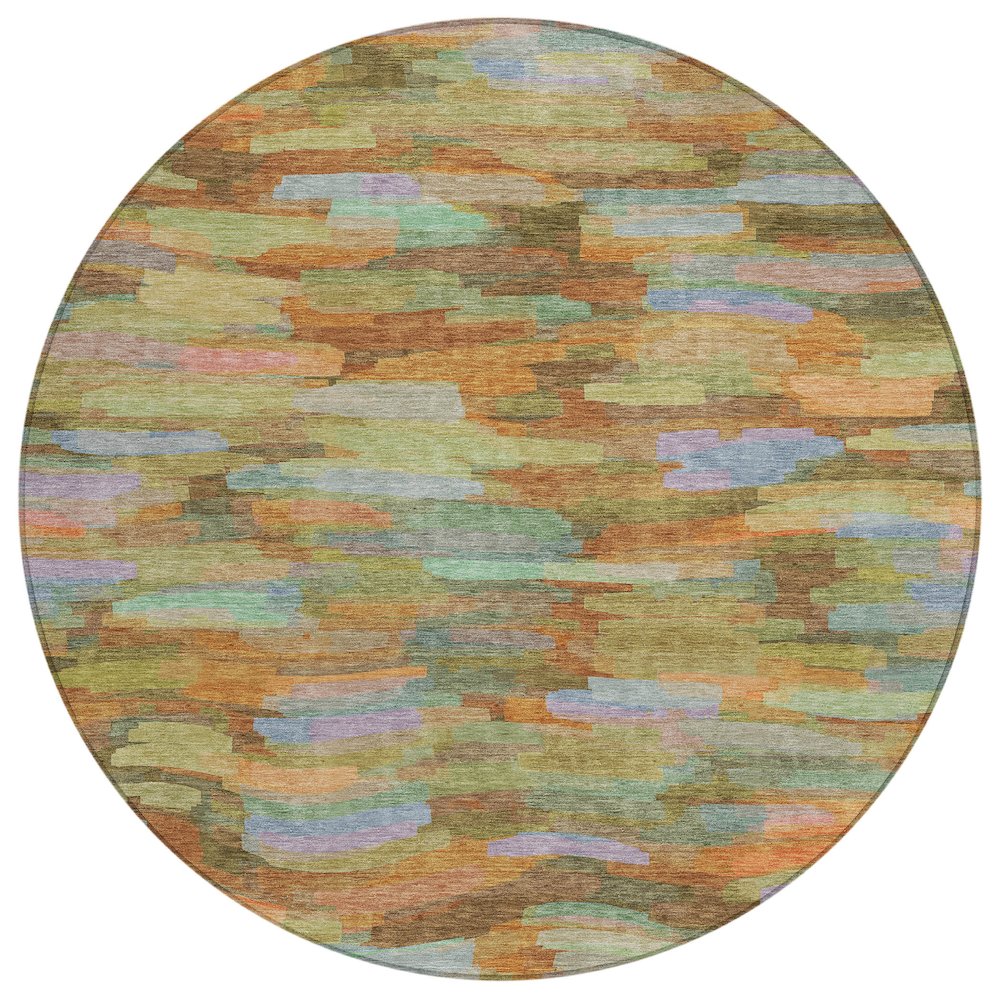 Machine Washable Indoor/Outdoor Chantille ACN2266 Green 8' x 8' Round Rug. Picture 1