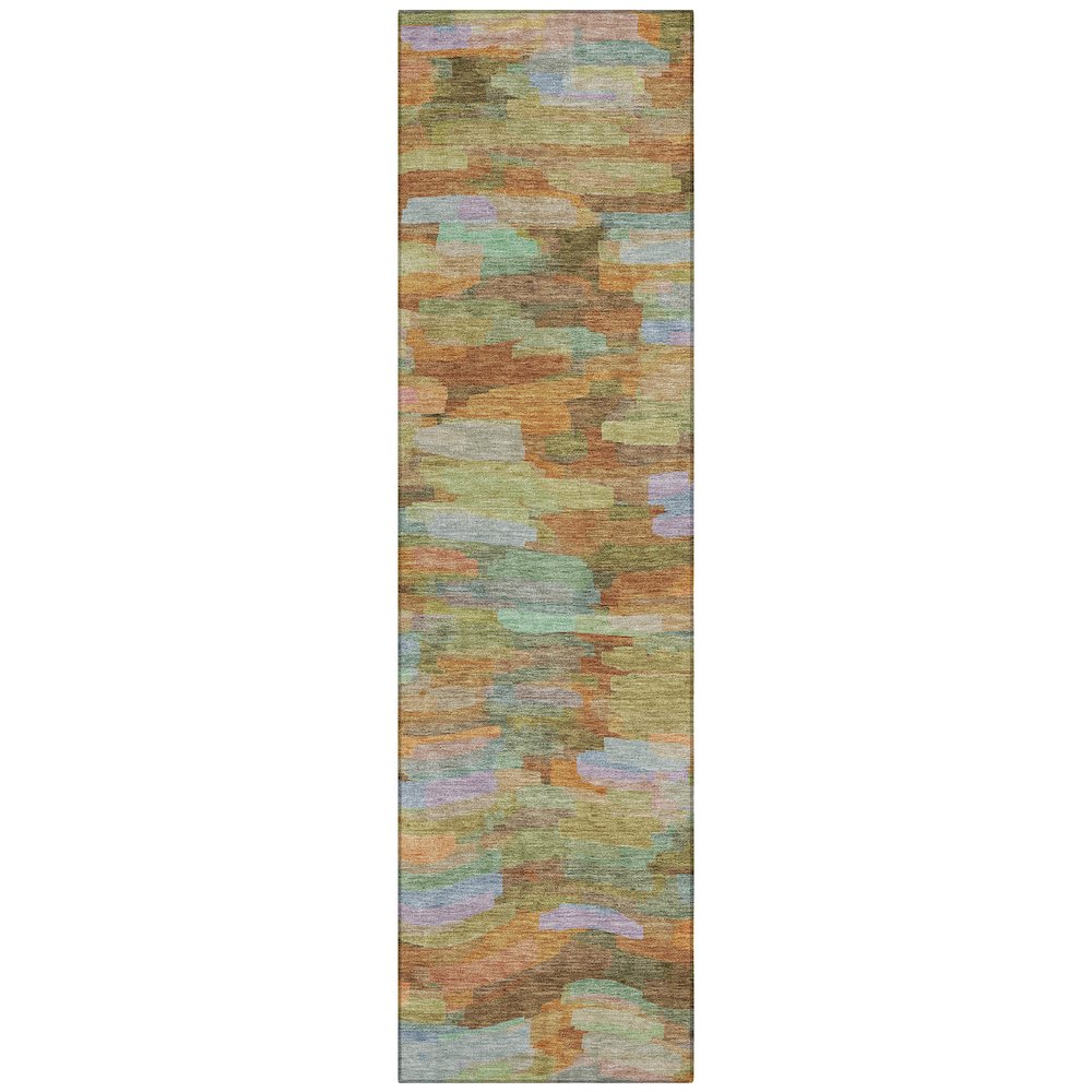 Machine Washable Indoor/Outdoor Chantille ACN2266 Green 2'3" x 7'6" Runner Rug. Picture 1