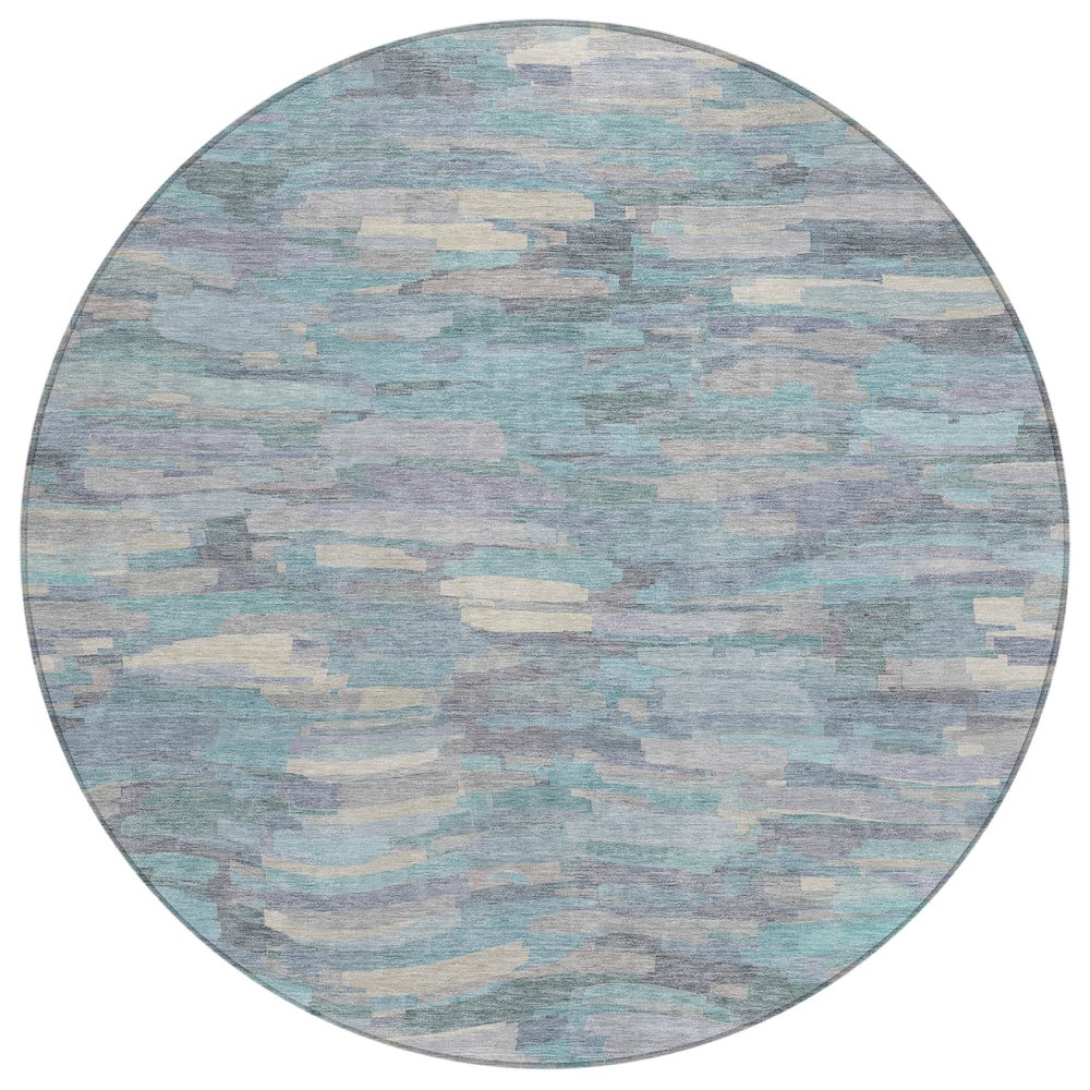 Machine Washable Indoor/Outdoor Chantille ACN2266 Teal 8' x 8' Round Rug. Picture 1