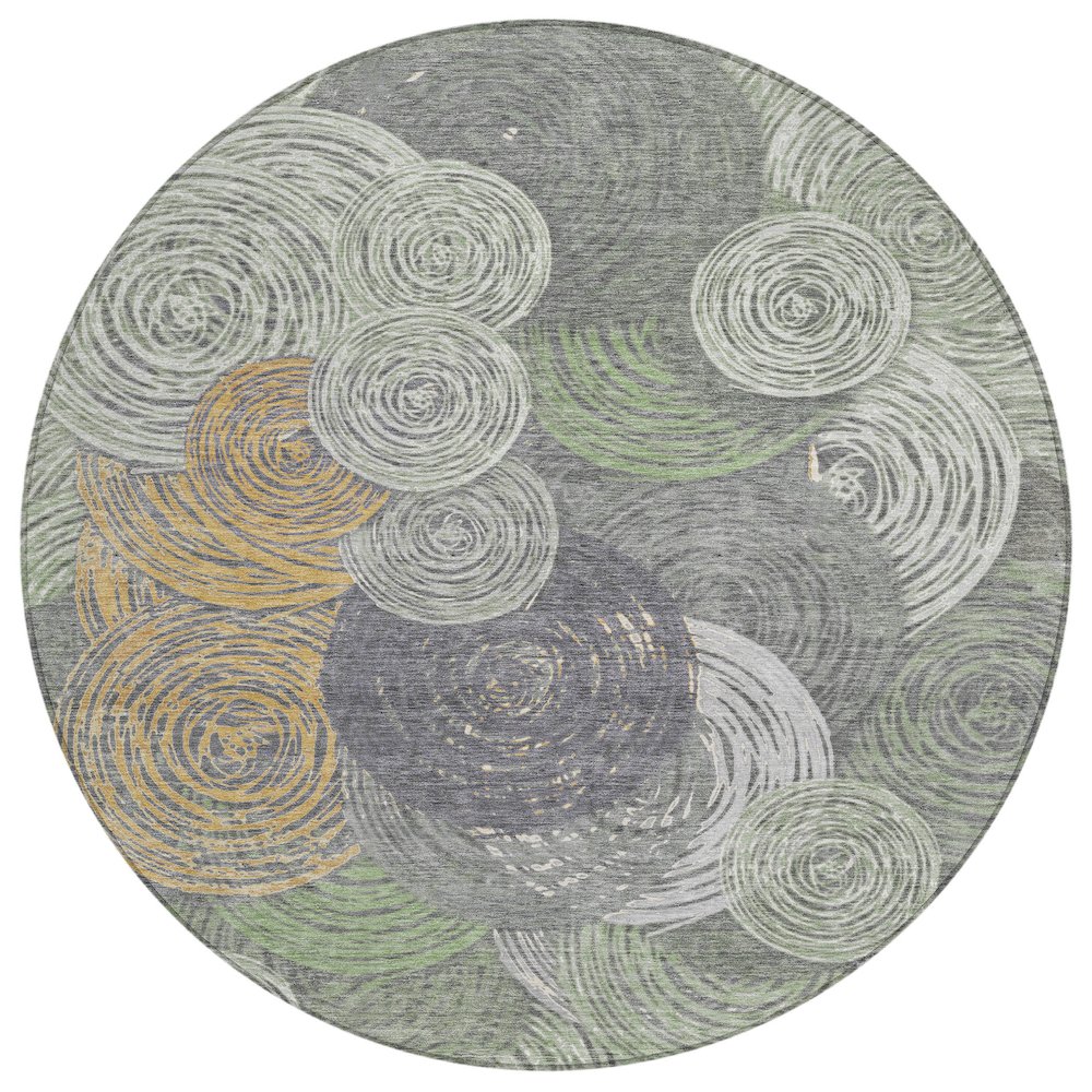 Machine Washable Indoor/Outdoor Chantille ACN2267 Green 8' x 8' Round Rug. Picture 1