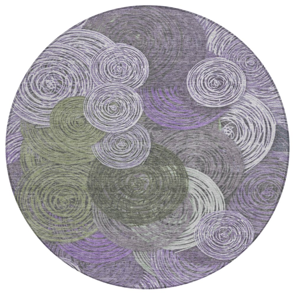 Machine Washable Indoor/Outdoor Chantille ACN2267 Purple 8' x 8' Round Rug. Picture 1