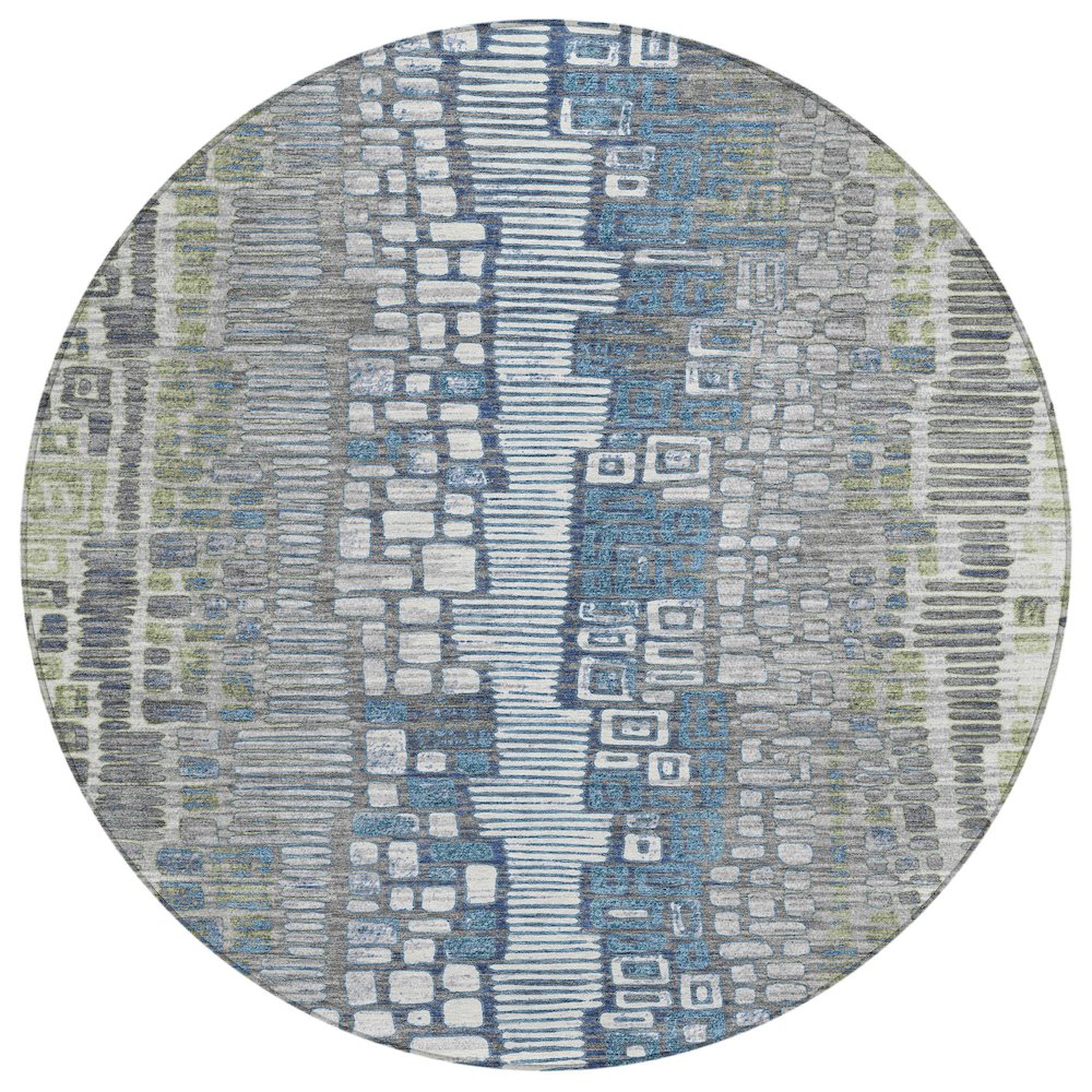 Machine Washable Indoor/Outdoor Chantille ACN2268 Green 8' x 8' Round Rug. Picture 1