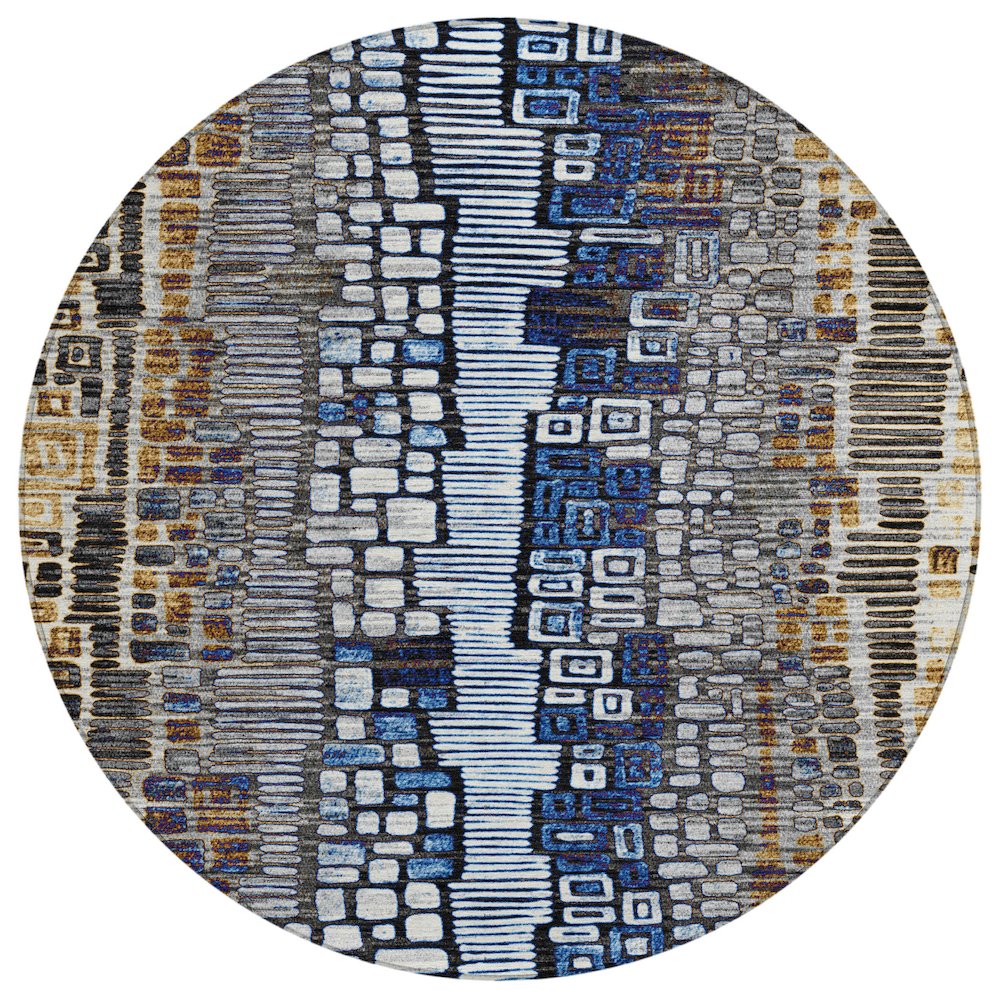 Machine Washable Indoor/Outdoor Chantille ACN2268 Gray 8' x 8' Round Rug. Picture 1