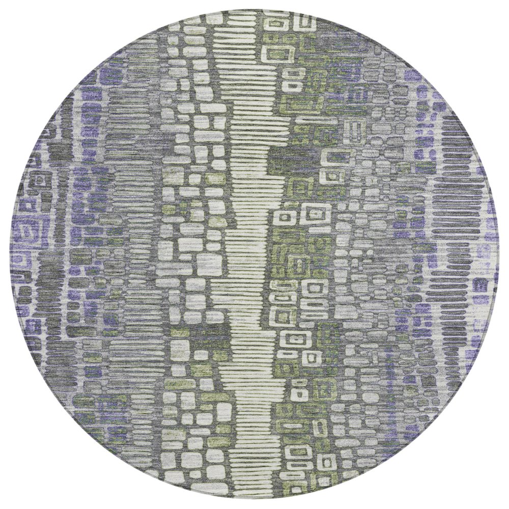 Machine Washable Indoor/Outdoor Chantille ACN2268 Purple 8' x 8' Round Rug. Picture 1