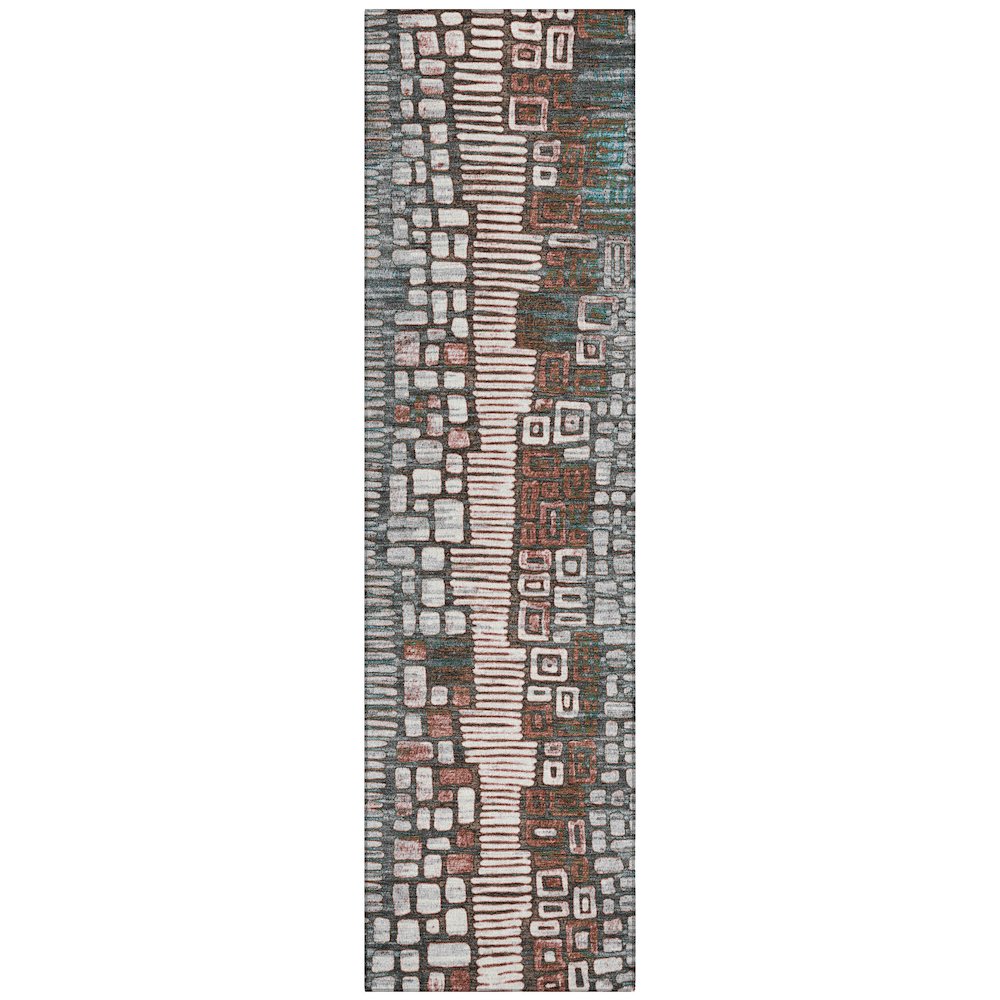 Machine Washable Indoor/Outdoor Chantille ACN2268 Teal 2'3" x 7'6" Runner Rug. Picture 1