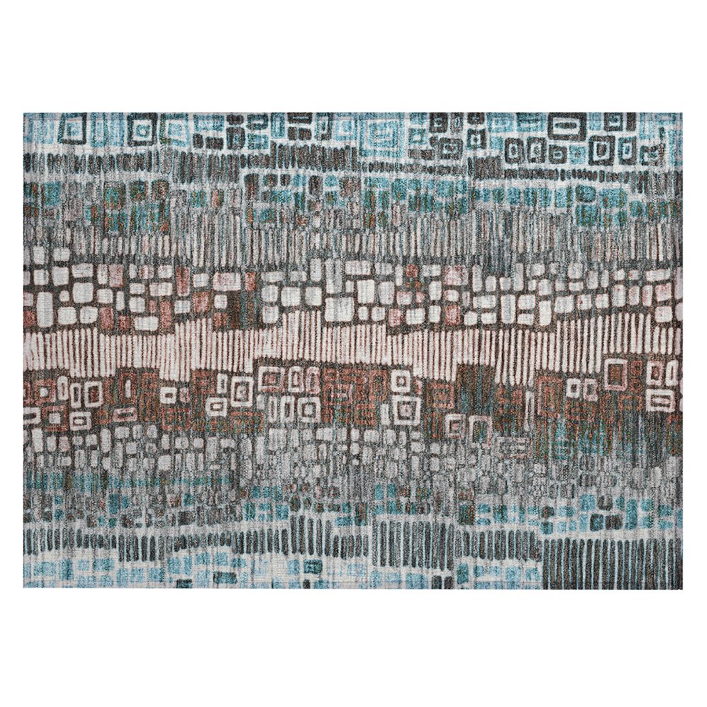 Machine Washable Indoor/Outdoor Chantille ACN2268 Teal 1'8" x 2'6" Rug. Picture 1