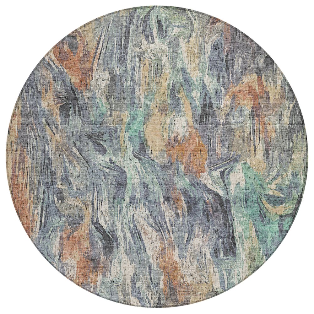 Machine Washable Indoor/Outdoor Chantille ACN2269 Orange 8' x 8' Round Rug. Picture 1